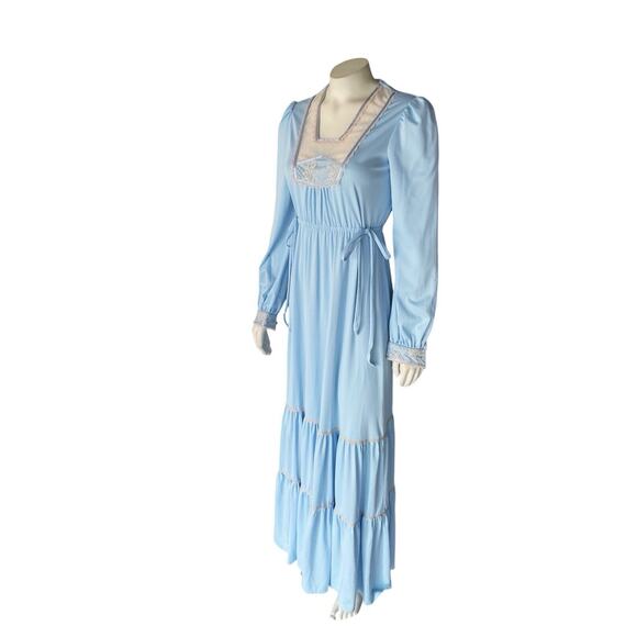 Jody T of California Sky Blue Prairie Boho Maxi Dress 70s Size 9 - Picture 2 of 13